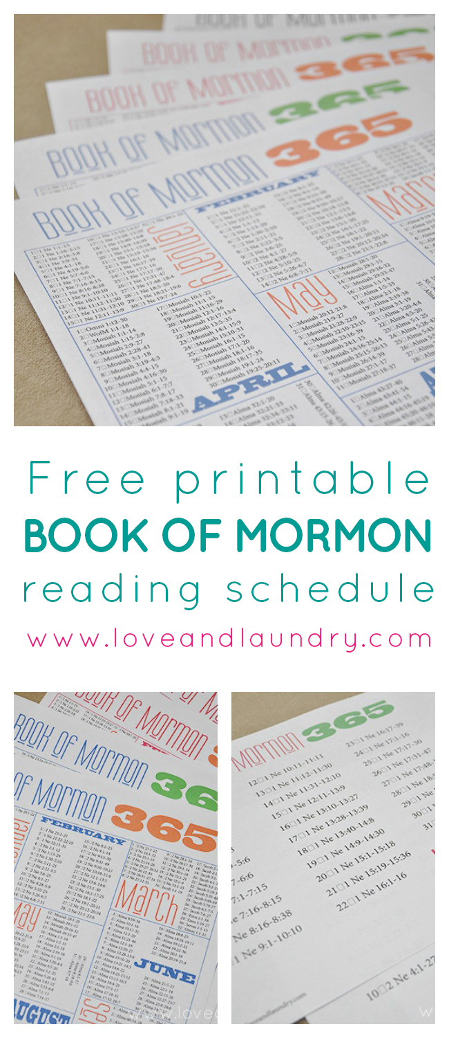 FREE PRINTABLE 365 day Book of Mormon Reading Schedule. 