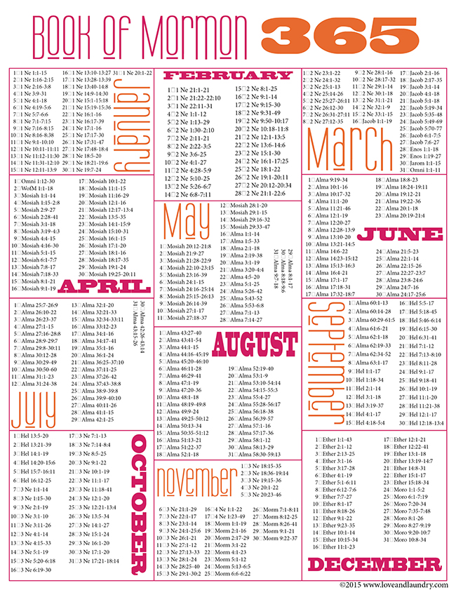 365 Day Book Of Mormon Reading Schedule Free Printable Love And Laundry