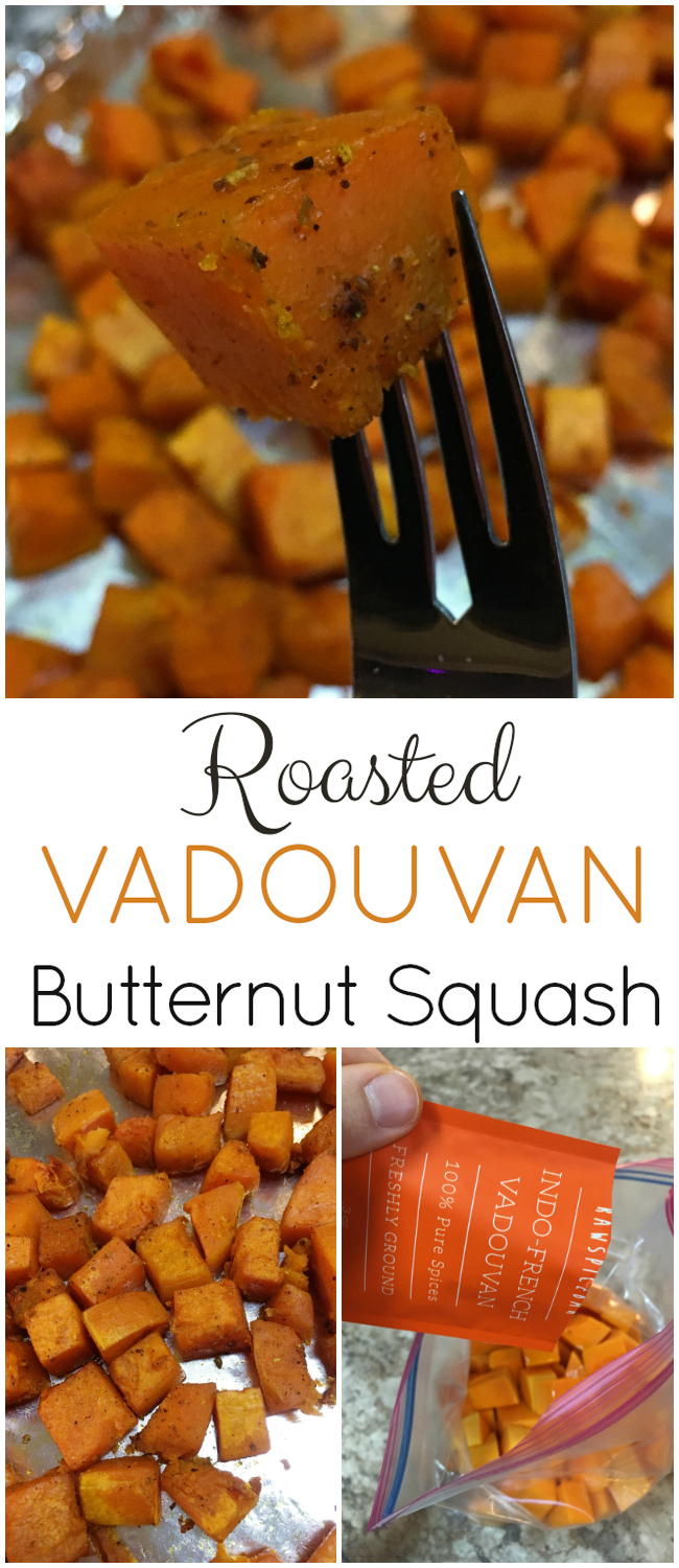 This delicious roasted vadouvan butternut squash is easy to make thanks to RawSpiceBar